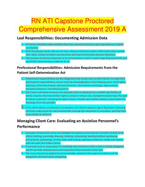 ATI Capstone Comprehensive Assessment A. ... Foundations of Nursing / Exam 3 / Spring 2024. 69 terms. Lithium_Fluoride. Preview. Fundamentals exam 4 (legal, sexuality, nutrition) 194 terms. Morgan_Ponthieux. Preview. ATI RN Predictor practice . Teacher 135 terms. dennis_maina20. Preview. RN Comprehensive B 2019. 150 terms. Sovannika. …